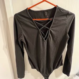 Black Criss Cross Bodysuit